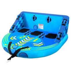 Maxkare 3 Person Inflatable Towable Tube for Boating, Waterskiing with EVA Foam Seat Pads-Blue