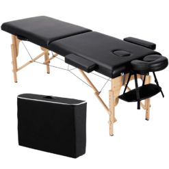 Renwick 84'' 2 Sections Adjustable Folding Massage Bed, Black