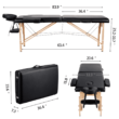 Renwick 84'' 2 Sections Adjustable Folding Massage Bed, Black