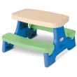Little Tikes Easy Store Jr. Picnic Table with Umbrella, Blue & Green - Play Table with Umbrella, for Kids