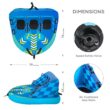 Maxkare 3 Person Inflatable Towable Tube for Boating, Waterskiing with EVA Foam Seat Pads-Blue