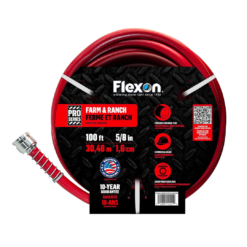 Flexon FA58100CN Farm and Ranch Garden Hose, 100 ft, Red