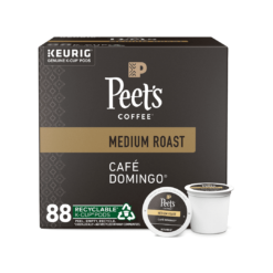 Peet's Coffee, Medium Roast K-Cup Pods for Keurig Brewers - Café Domingo 88 Count (4 Boxes of 22 K-Cup Pods)