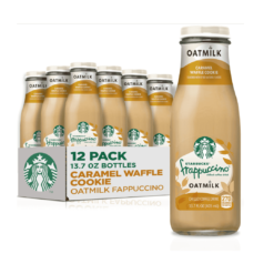 Starbucks Oatmilk Frappuccino, Coffee Drink, Caramel Waffle Cookie Oat Milk, 13.7 fl oz Bottles (12 Pack), Iced Coffee