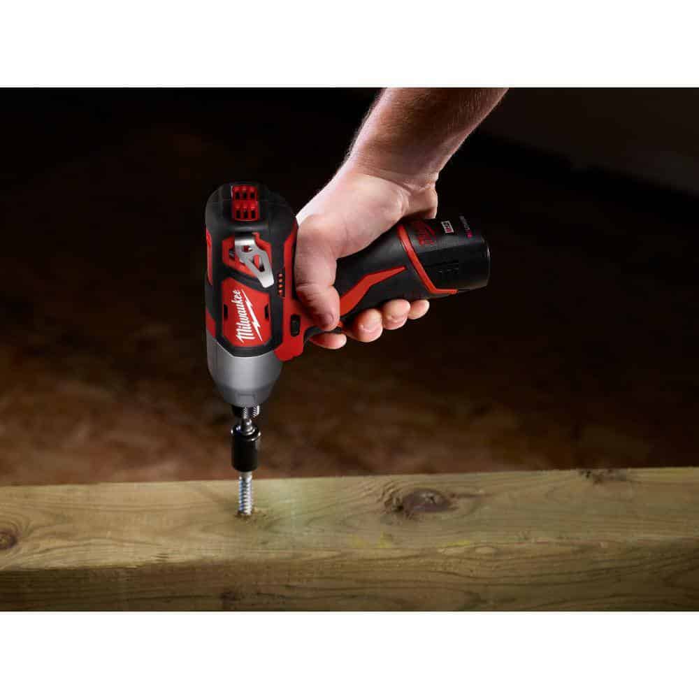 Milwaukee 2462-22 M12 12V Lithium-Ion Cordless 1/4 in. Impact Driver Kit W/(2) 1.5Ah Batteries, Charger & Case Milwaukee 2462-22 M12 12V Lithium-Ion Cordless 1/4 in. Impact Driver Kit W/(2) 1.5Ah Batteries, Charger & Case - Image 4