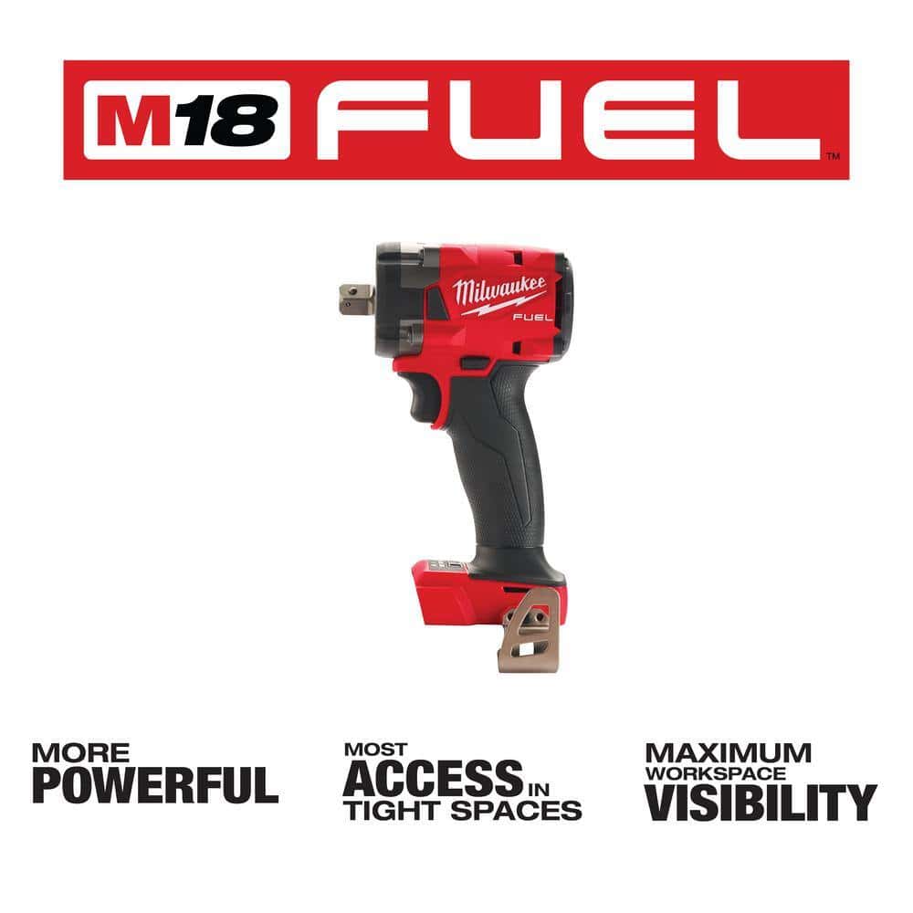 Milwaukee 2855P-20 M18 FUEL GEN-3 18V Lithium-Ion Brushless Cordless 1/2 in. Compact Impact Wrench with Pin Detent (Tool-Only) Milwaukee 2855P-20 M18 FUEL GEN-3 18V Lithium-Ion Brushless Cordless 1/2 in. Compact Impact Wrench with Pin Detent (Tool-Only) - Image 11