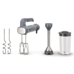Ninja CI105BRN Foodi Power Mixer System, 750-Peak-Watt Immersion Blender and Hand Mixer, Sea Salt Gray