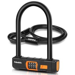 Febabilo Bike Locks Heavy Duty Anti Theft, 4-Digit Resettable Combination E-Bike Large U Shaped Lock with 5Ft Steel Cable