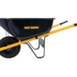 True Temper R6STFFEC 6 Cu. Ft Steel Tray Wheelbarrow with Never Flat Tire & Steel Handles, Black