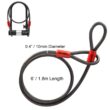 Via Velo Bike U Lock with Cable | Via Velo Heavy Duty Anti-Theft Bicycle U Lock Sold Secure Silver 15mm Shackle Inner Dim 9 x 4.5 in