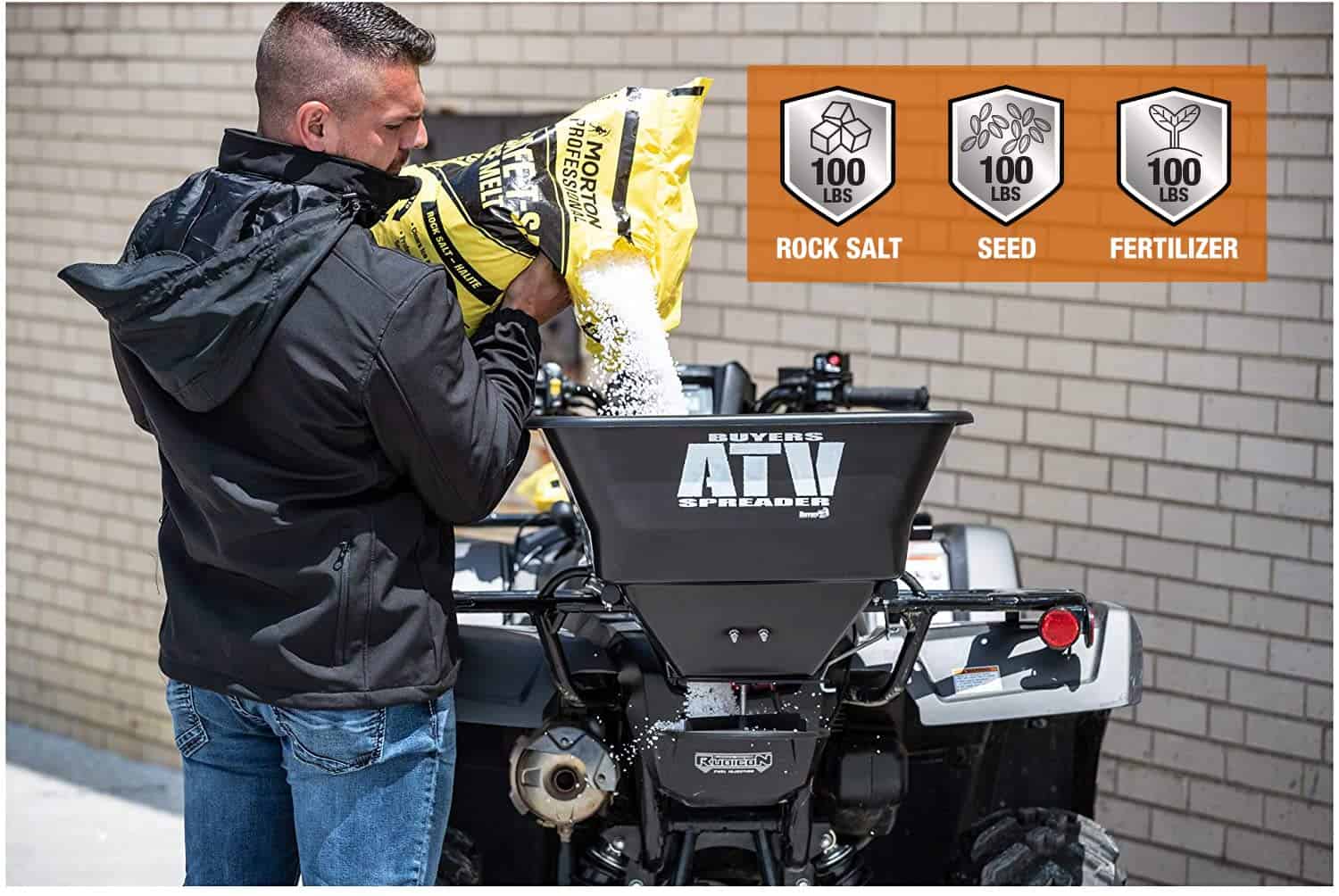 Buyers Products ATVS100 ATV Broadcast Spreader, All-Purpose Spreader for Salt, Seed & Fertilizer, 100 lb. Capacity W/ Rain Cover Buyers Products ATVS100 ATV Broadcast Spreader, All-Purpose Spreader for Salt, Seed & Fertilizer, 100 lb. Capacity W/ Rain Cover - Image 6