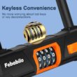 Febabilo Bike Locks Heavy Duty Anti Theft, 4-Digit Resettable Combination E-Bike Large U Shaped Lock with 5Ft Steel Cable