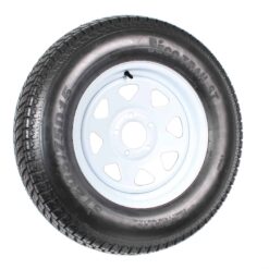 eCustomRim Trailer Tire On Rim ST205/75D15 F78-15 205/75-15 LRC 5 Lug Wheel White Spoke