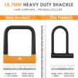 ICOCOPRO Anti Theft Heavy Duty Bicycle U Lock with 3 Keys, 18.76mm, Black, 5.32 in Width Inside Dimension
