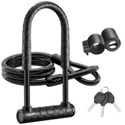 VVA Bike U Lock, Heavy Duty Combination Bicycle u Lock Shackle 4ft Length Security Cable
