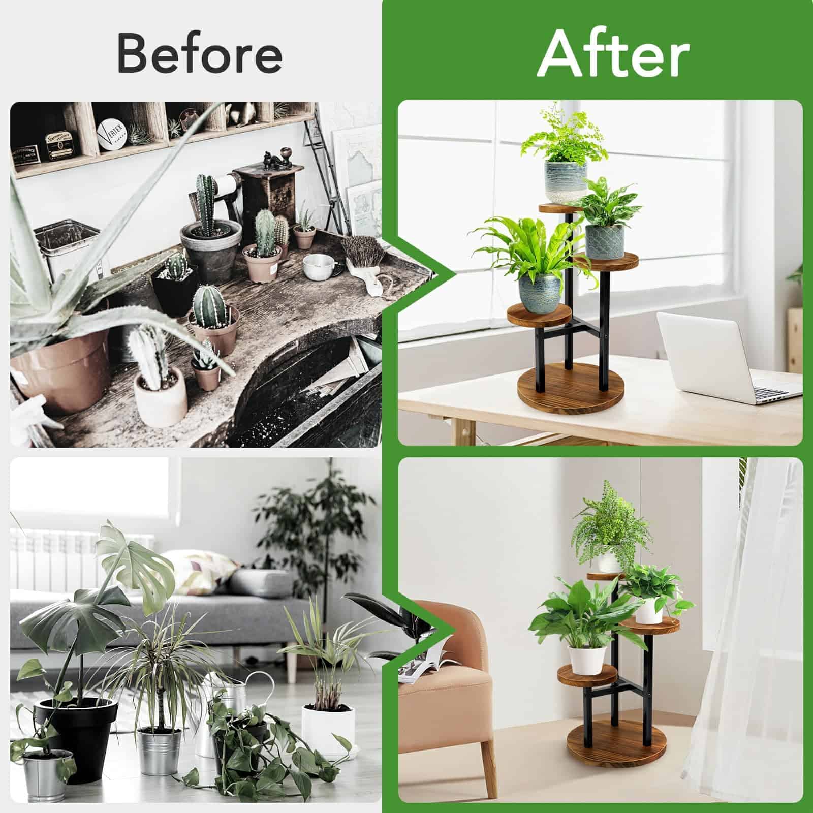 AUGOSTA 3 Tier Plant Stand, Tall Metal Wood Shelf Holder for Indoor, Outdoor Display Rack Flower Pot Stand AUGOSTA 3 Tier Plant Stand, Tall Metal Wood Shelf Holder for Indoor, Outdoor Display Rack Flower Pot Stand - Image 7