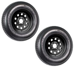 eCustomRim 2-Pack Trailer Tire On Black Wheel Modular Rim ST205/75D15 LRC 5 Lug On 4.5 15 x 5