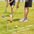 ApudArmis Six Player Croquet Set with Premiun Rubber Wooden Mallets 28In, Lawn Backyard Game Set