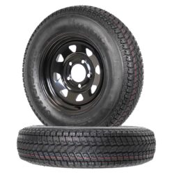 ECustomRim 2-Pack Mounted Trailer Tire Black Spoke Wheel Rim ST175/80D13 C 175/80D13 13 5-4.5