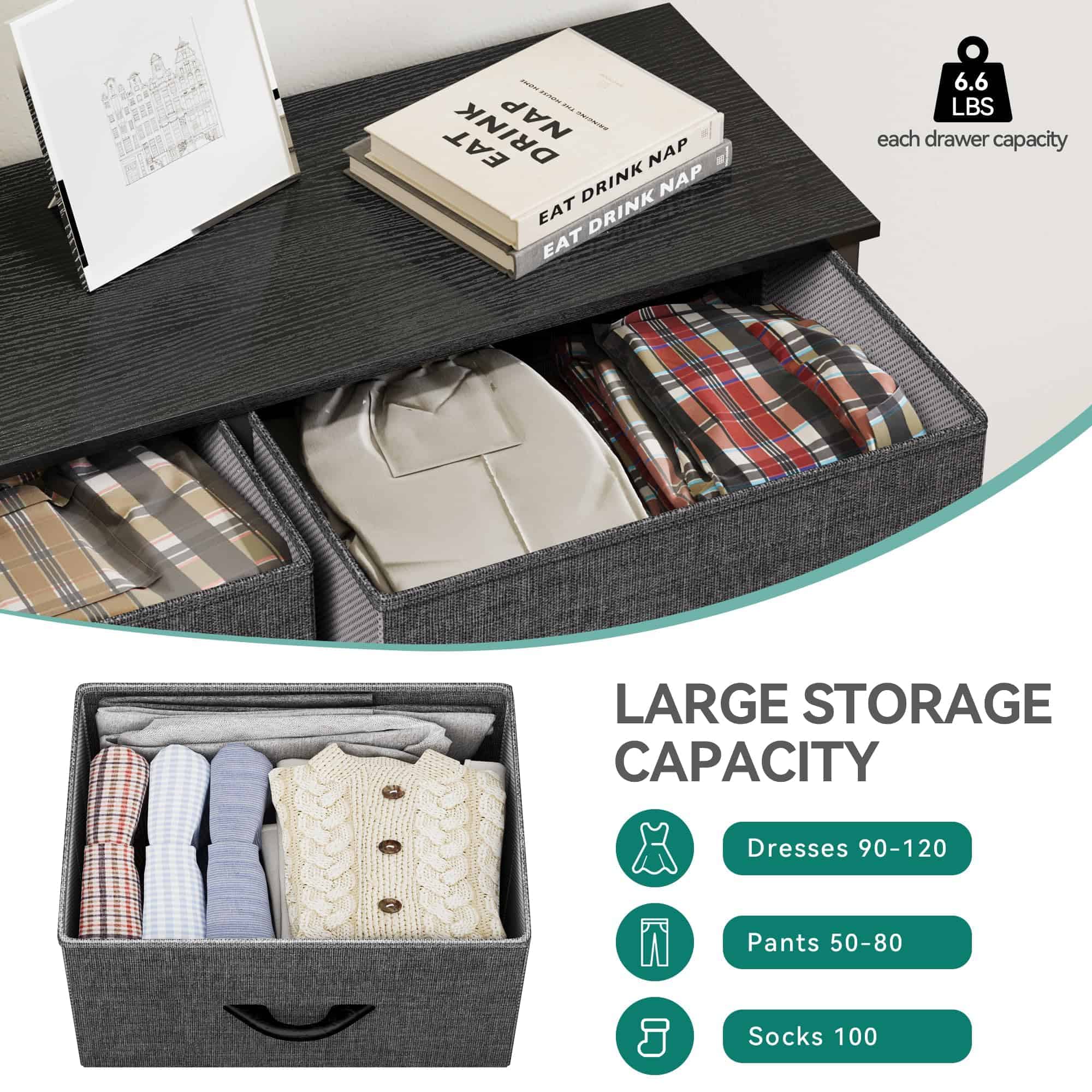 YITAHOME Dresser for Bedroom, Fabric Dresser with 8 Drawers, Tall Dresser, Chest of Drawers for Closet YITAHOME Dresser for Bedroom, Fabric Dresser with 8 Drawers, Tall Dresser, Chest of Drawers for Closet - Image 4