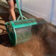 Landzie 24 Inch Compost Spreader and Peat Moss Spreader, Metal Mesh Basket Compost Spreader for Lawn