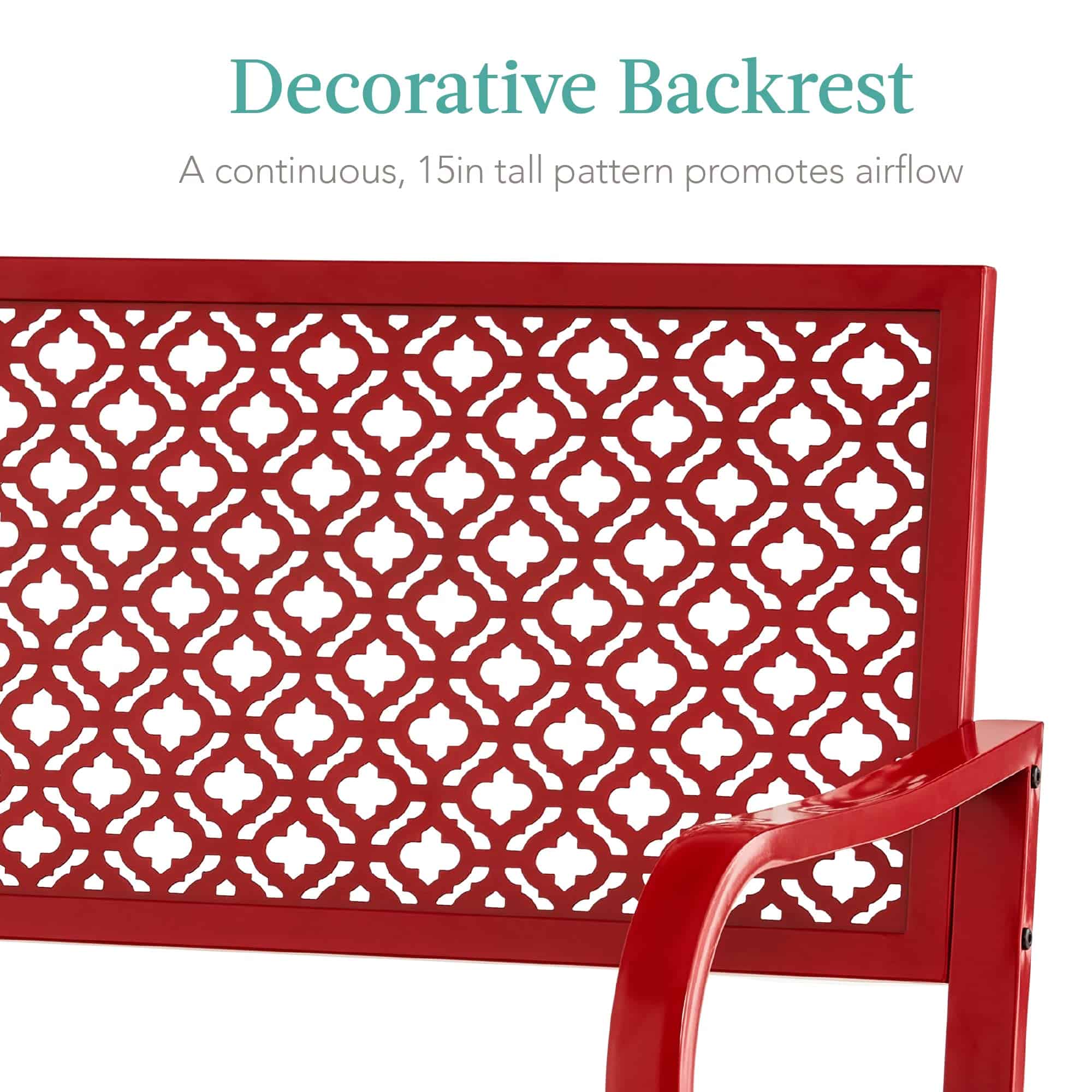 Best Choice Products Outdoor Bench 2-Person Metal Steel Benches Furniture, 790lb Capacity - Rose Red Best Choice Products Outdoor Bench 2-Person Metal Steel Benches Furniture, 790lb Capacity - Rose Red - Image 4