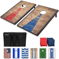 GoSports Classic Cornhole Sets – Choose 4'x2' or 3'x2' - Includes 8 Bean Bags, Travel Case and Game Rules (Choice of Style)
