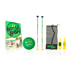 Bottle Bash Outdoor Flying Disc Game Set – Disc Toss Game for Family, Frisbee Target Lawn Game with Poles & Bottles