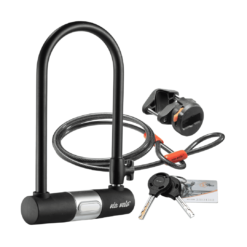 Via Velo Bike U Lock with Cable | Via Velo Heavy Duty Anti-Theft Bicycle U Lock Sold Secure Silver 15mm Shackle Inner Dim 9 x 4.5 in
