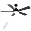 Autoday 52 Inch Ceiling Fans with Lights and Remote - Black Ceiling Fan with Light