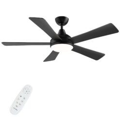 Autoday 52 Inch Ceiling Fans with Lights and Remote - Black Ceiling Fan with Light