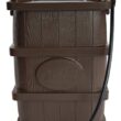FCMP Outdoor Slim Line 45-Gallon Wood Grain Rain Barrel – Outdoor Home Rain Water Catcher Barrel with Flat Back, Brown