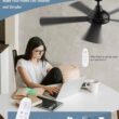 Autoday 52 Inch Ceiling Fans with Lights and Remote - Black Ceiling Fan with Light