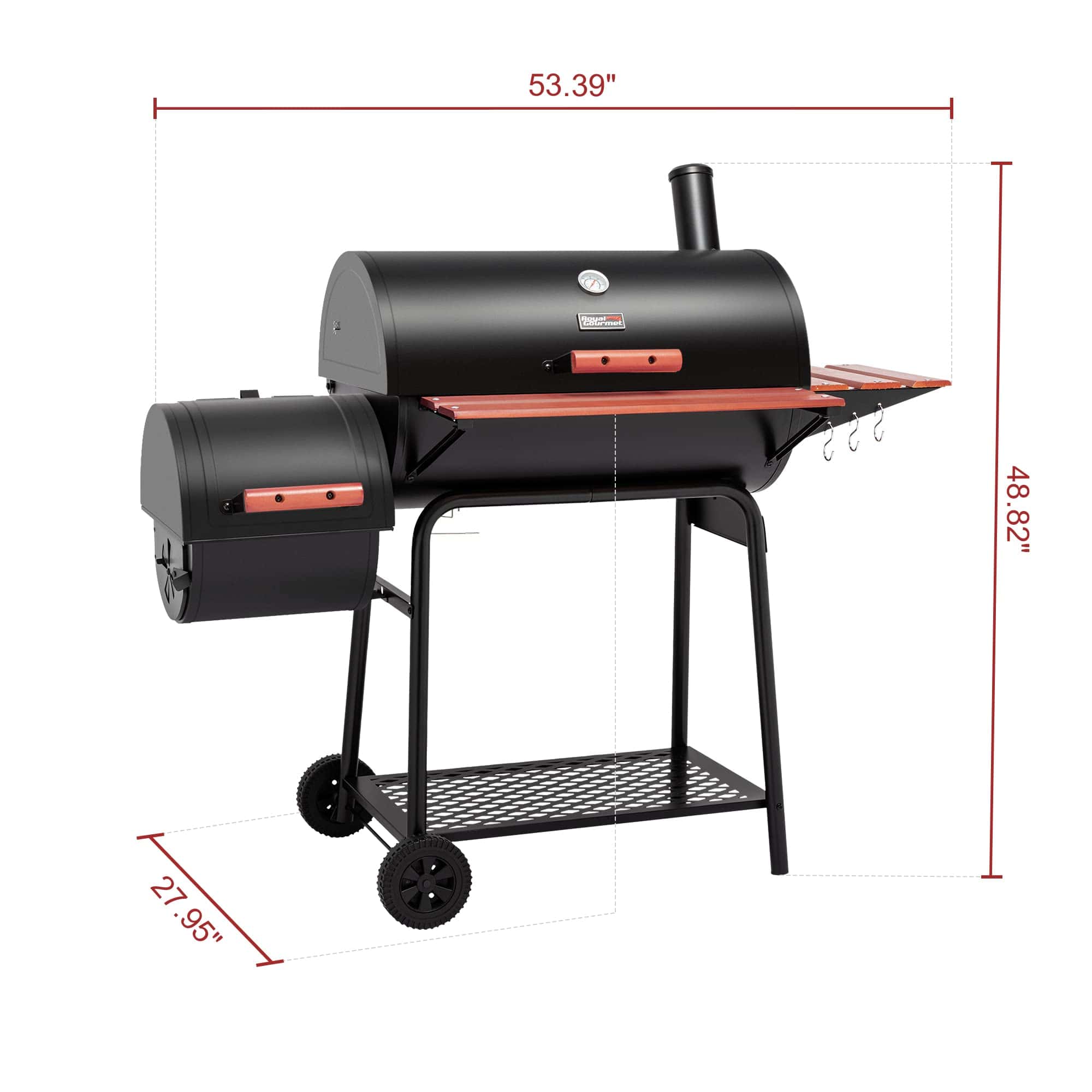 Royal Gourmet CC1830W 30-Inch Charcoal Grill with Wood-Painted Side Table and Front Table, BBQ Smoker Grill Royal Gourmet CC1830W 30-Inch Charcoal Grill with Wood-Painted Side Table and Front Table, BBQ Smoker Grill - Image 8
