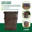 FCMP Outdoor Slim Line 45-Gallon Wood Grain Rain Barrel – Outdoor Home Rain Water Catcher Barrel with Flat Back, Brown