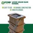 FCMP Outdoor Slim Line 45-Gallon Wood Grain Rain Barrel – Outdoor Home Rain Water Catcher Barrel with Flat Back, Brown