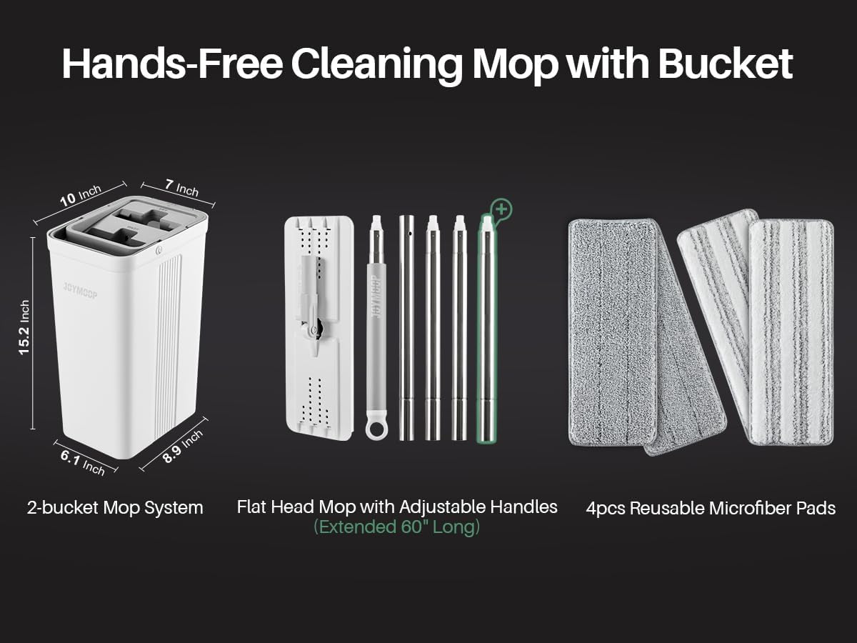 JOYMOOP Mop and Bucket with Wringer Set for Home, Flat Mop and Bucket System JOYMOOP Mop and Bucket with Wringer Set for Home, Flat Mop and Bucket System - Image 7