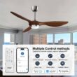 reiga 52 Inch ETL Listed High CFM Quiet DC Motor Smart Ceiling Fans with Lights Remote Control