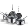 SNOWCLAD Pots and Pans set non stick, 10 pcs Hybrid Stainless Steel Cookware Sets, non stick Frying Pans