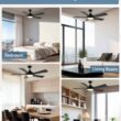 Autoday 52 Inch Ceiling Fans with Lights and Remote - Black Ceiling Fan with Light