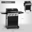 MASTER COOK 3 Burner BBQ Propane Gas Grill, Stainless Steel 30,000 BTU Patio Garden Barbecue Grill with Two Foldable Shelves MASTER COOK 3 Burner BBQ Propane Gas Grill, Stainless Steel 30,000 BTU Patio Garden Barbecue Grill with Two Foldable Shelves
