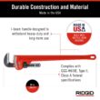 RIDGID 31035 Heavy-Duty Straight Pipe Wrench, 36" Sturdy Plumbing Wrench with Self Cleaning Threads and Hook Jaws, Red