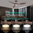Roomratv Ceiling Fans with Lights and Remote, 52 Inch Large Airflow Indoor Ceiling Fans, Dark Woodgrain