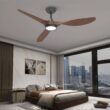 Roomratv Ceiling Fans with Lights and Remote, 52 Inch Large Airflow Indoor Ceiling Fans, Dark Woodgrain