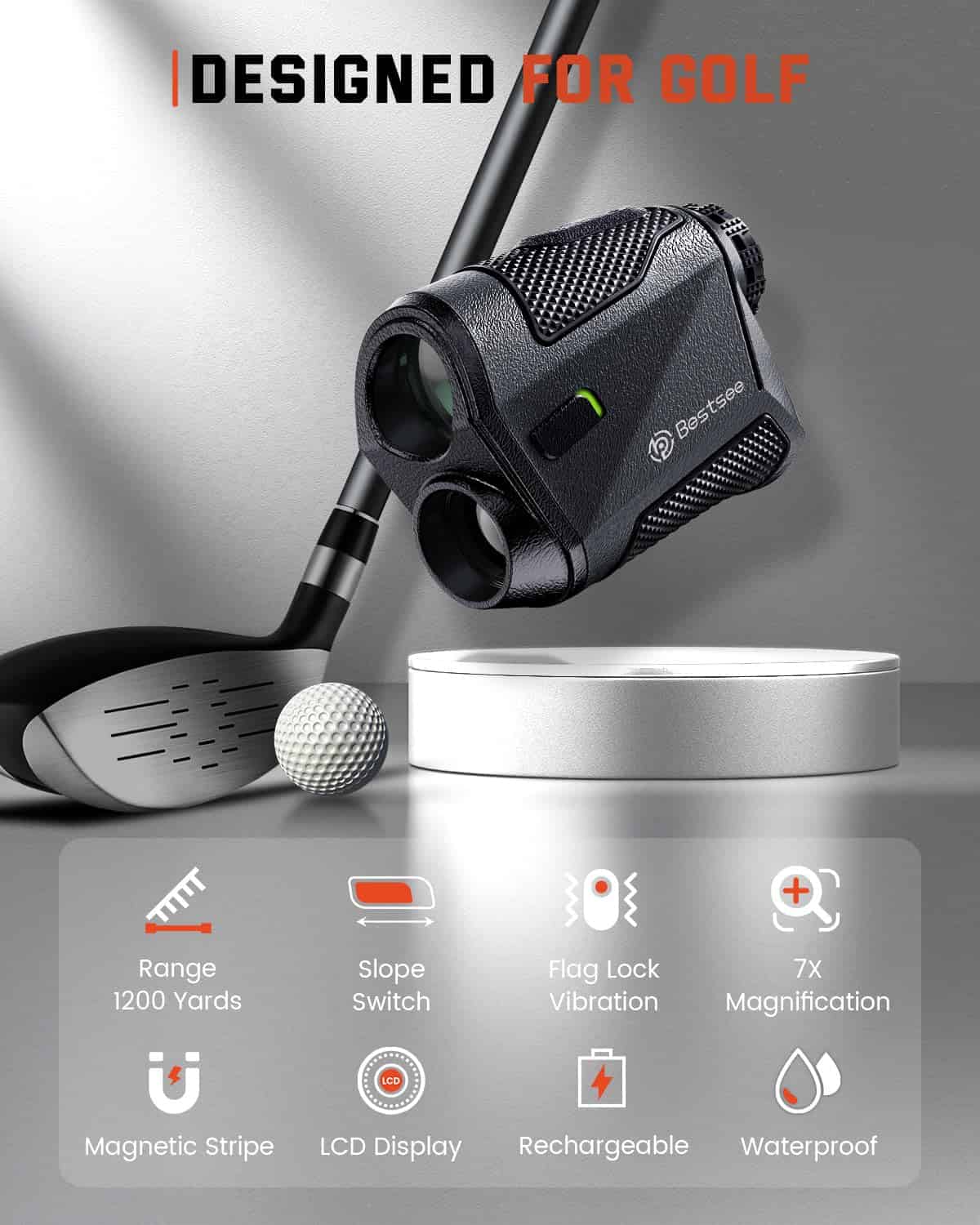 Bestsee Golf Rangefinder with Slope, 7X Magnification, USB-C Rechargeable Rangefinders Magnet Strip Bestsee Golf Rangefinder with Slope, 7X Magnification, USB-C Rechargeable Rangefinders Magnet Strip - Image 3
