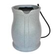 FCMP Outdoor Catalina 45 Gallon Rain Water Barrel Catcher System with Flat Back for Watering Outdoor Plants, Light Granite
