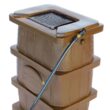 FCMP Outdoor Slim Line 45-Gallon Wood Grain Rain Barrel – Outdoor Home Rain Water Catcher Barrel with Flat Back, Brown
