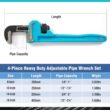 DURATECH 4-Piece Heavy Duty Pipe Wrench Set, Adjustable Plumbing Wrench, Malleable Cast Iron Handle, Exceed GGG Standard