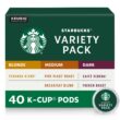 Starbucks K-Cup Coffee Pods - Starbucks Blonde, Medium & Dark Roast Coffee (40 pods total)