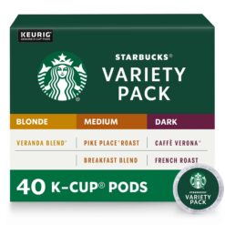 Starbucks K-Cup Coffee Pods - Starbucks Blonde, Medium & Dark Roast Coffee (40 pods total)